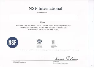 NSF certificate 1