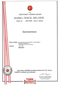Starmembran - Marka Tescil Belgesi