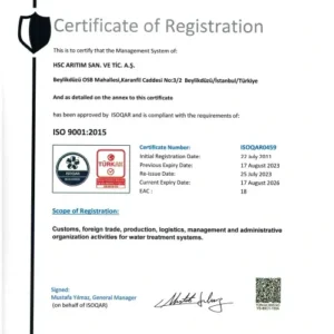 شهادات فلاتر مياه اكواترك