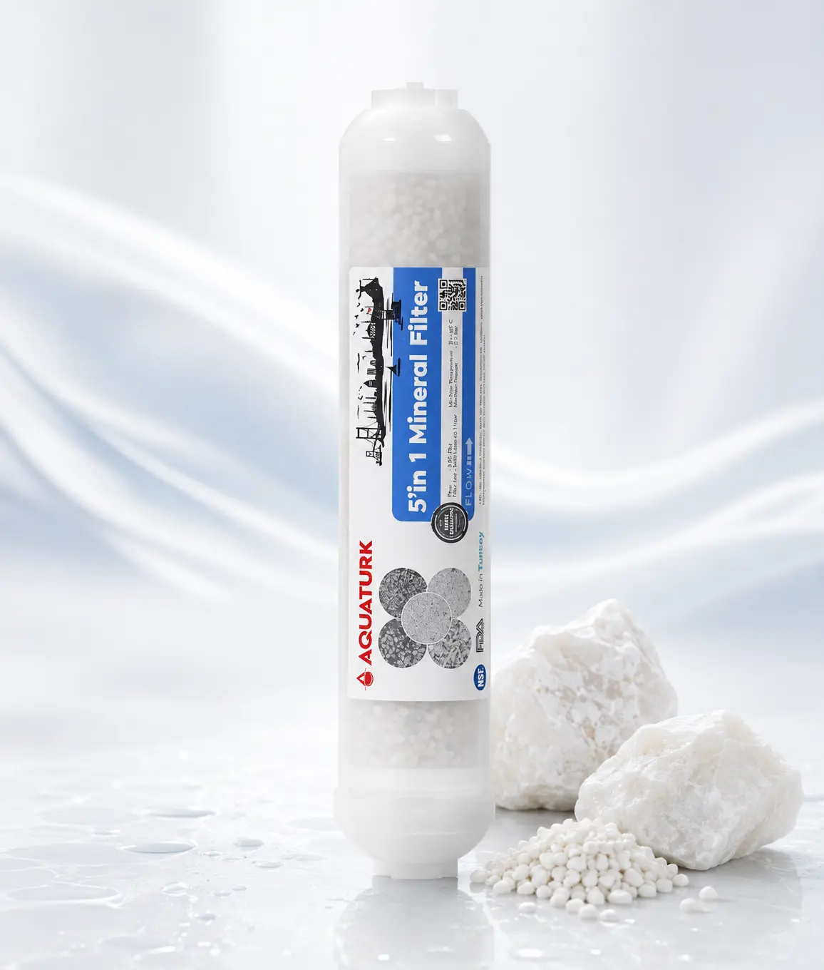 aquaturk-calcite-5-cartridge شمعة فلتر أكواترك كالسيت 5×1 | لإضافة الكالسيوم وتحسين الطعم (متوافقة مع جميع الأنظمة) - الصورة 1