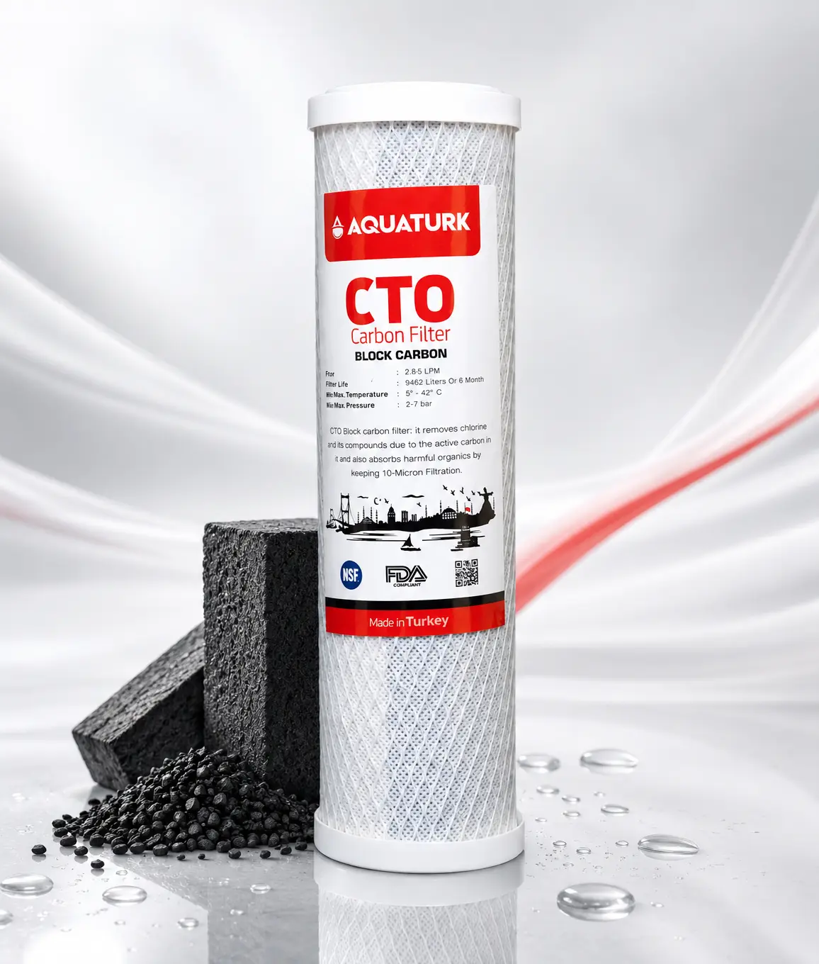 aquaturk-classic-cto-carbon-block شمعة فلتر أكواترك المرحلة الثالثة كلاسيك CTO | تنقية نهائية موثوقة - الصورة 1